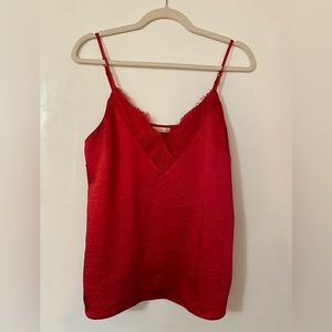 Red Silk Lace Top